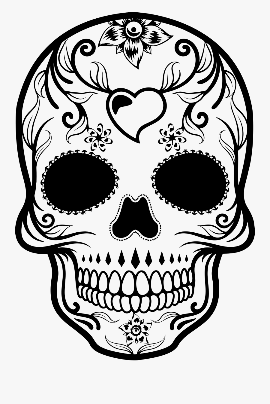 Skull Clipart Dead - Drawing Day Of The Dead Skull, Transparent Clipart