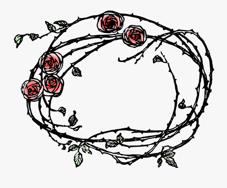 Thorns And Flowers Border Clipart , Png Download - Roses And Thorn Border, Transparent Clipart