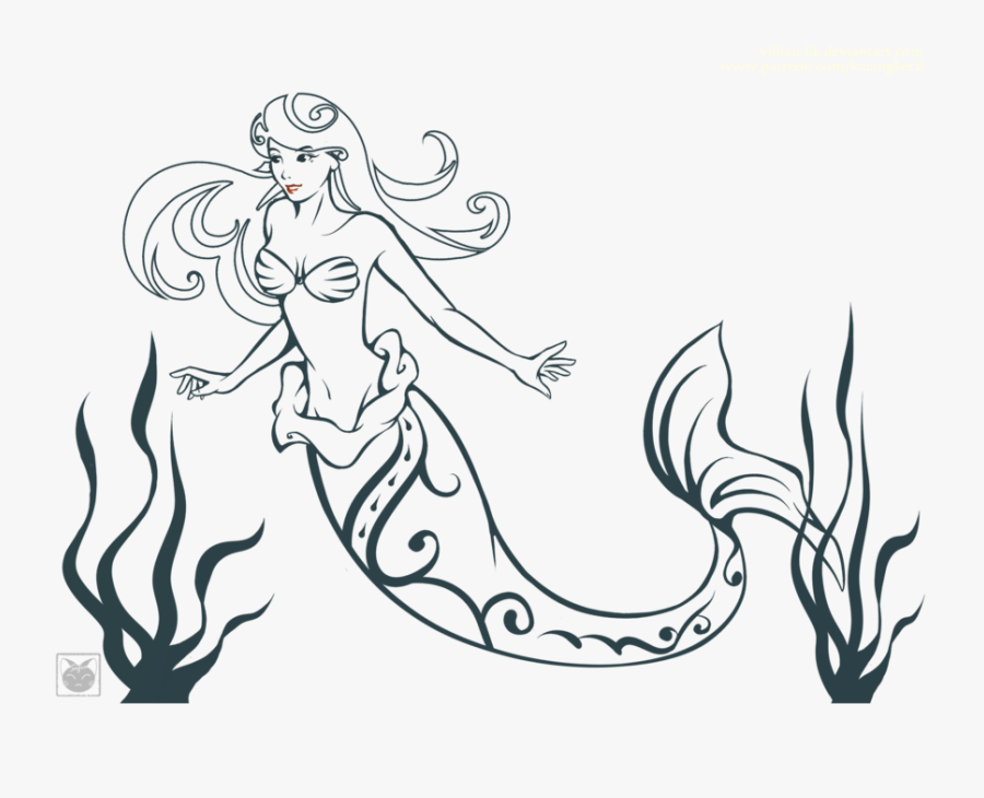 Jpg Freeuse Library Line Drawing At Getdrawings Com - Cliparts Black And White Mermaid, Transparent Clipart