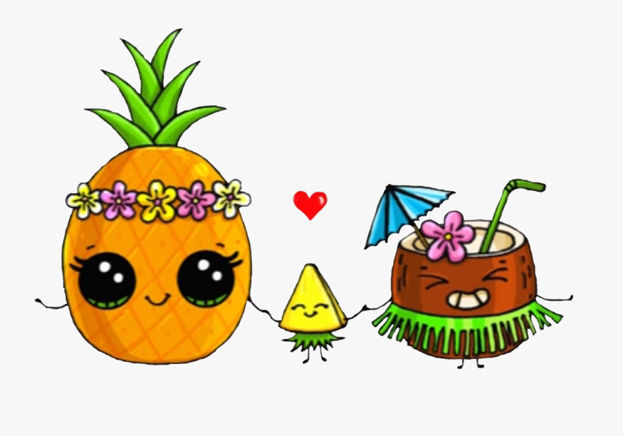 #lai #luau #pineapple #coconut #hulua #mydrunkenmonkey - Cute Easy Fruit Drawings, Transparent Clipart