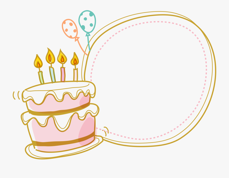 Cake Birthday Border Free Clipart Hq Clipart - Birthday Cake Border Design, Transparent Clipart