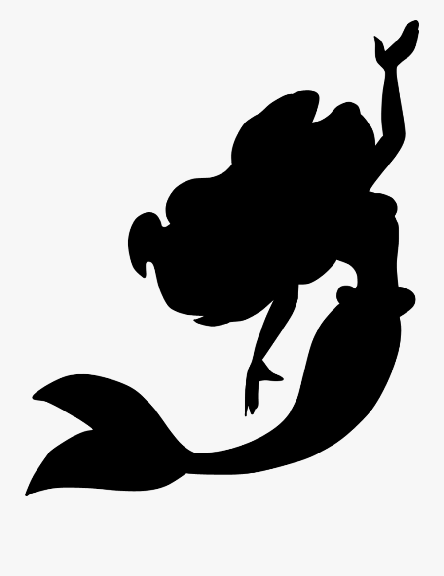 Mermaid Black And White Mermaid Clipart Silhouette - Little Mermaid Disney Silhouette, Transparent Clipart