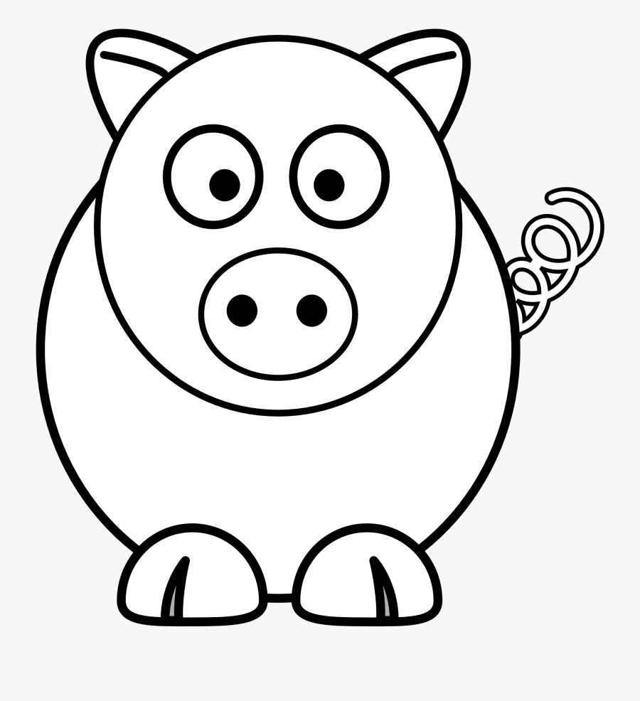 Transparent Pig Clipart - Simple Pig Coloring Page, Transparent Clipart