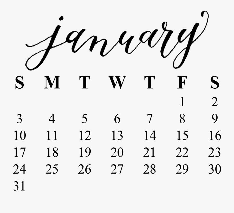 2016 Desktop Calendars - January Transparent Background, Transparent Clipart