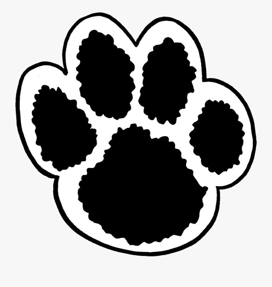 Paw Print Clip Art In Black And White Transparent Png - Tiger Paw ...