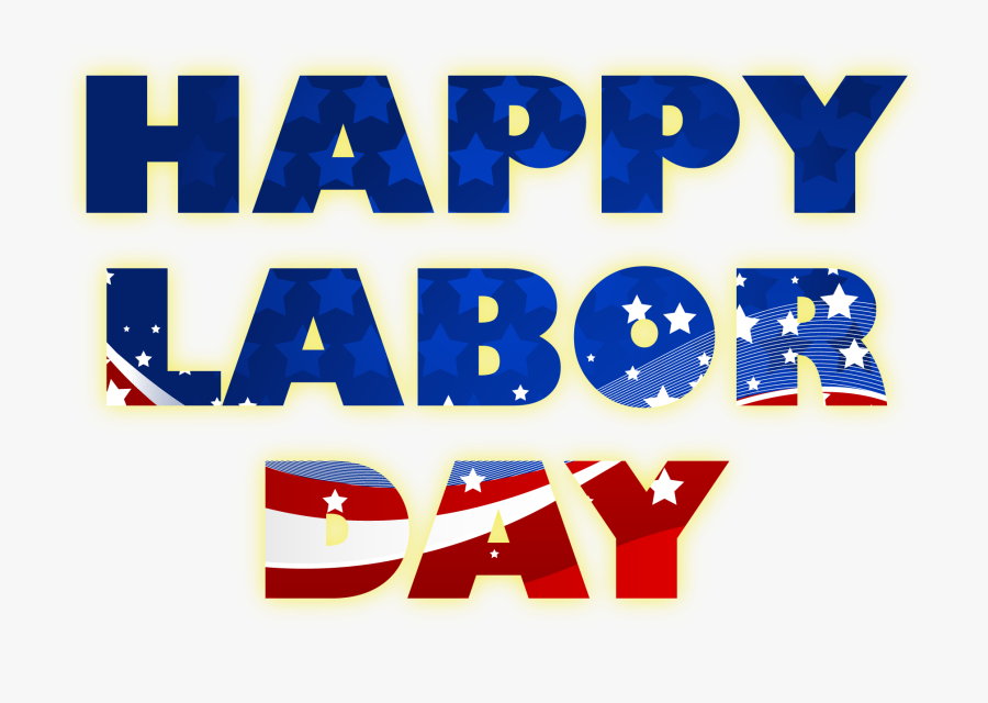 Happy Labor Day American Flag Text Clipart - 1st May 2019 Labour Day, Transparent Clipart