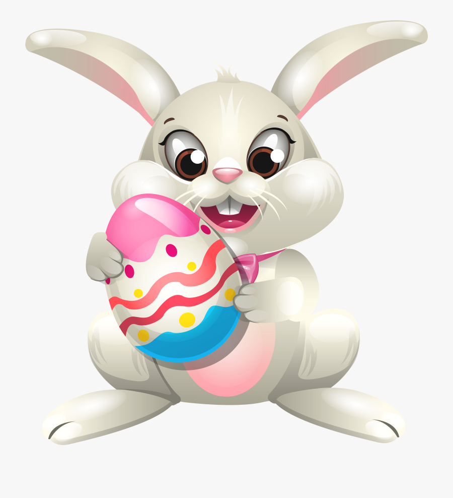 Easter Bunny Whit Egg Png Clip Art, Transparent Clipart