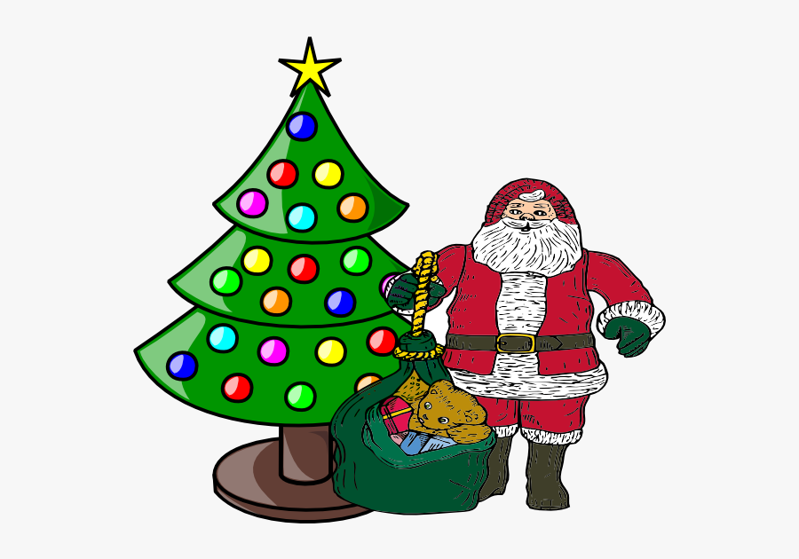 With Claus Clip Art - Santa With A Christmas Tree Png, Transparent Clipart