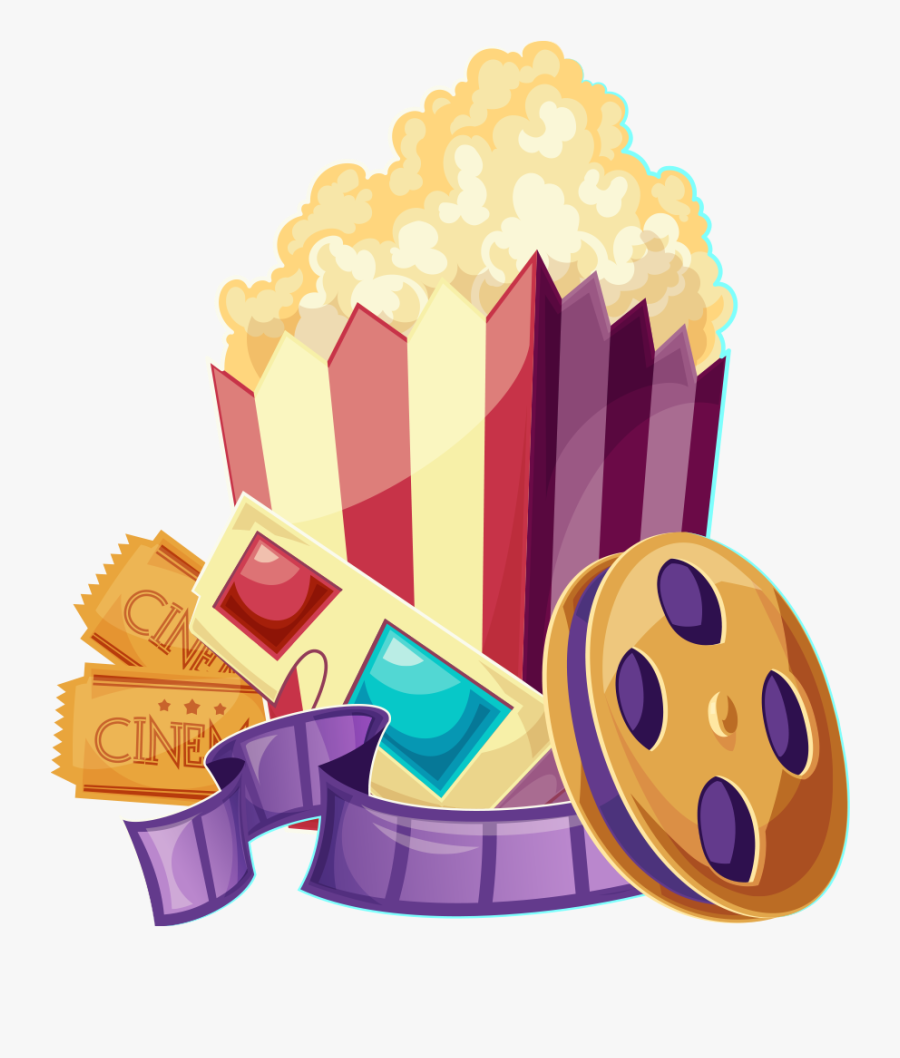 Movie Ticket With Popcorn Clipart Png Free Download - Movie Transparent Background Clipart, Transparent Clipart