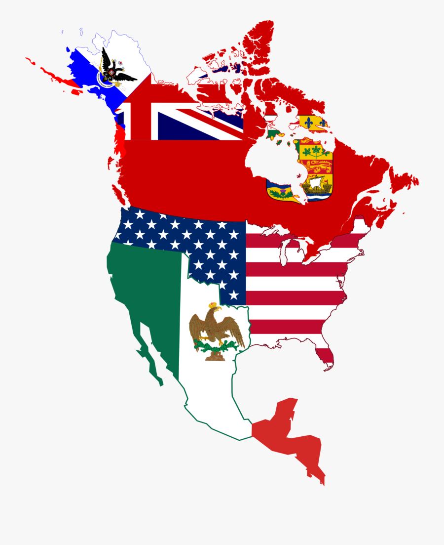 History Clipart American Flag - Flag Map Of North America, Transparent Clipart