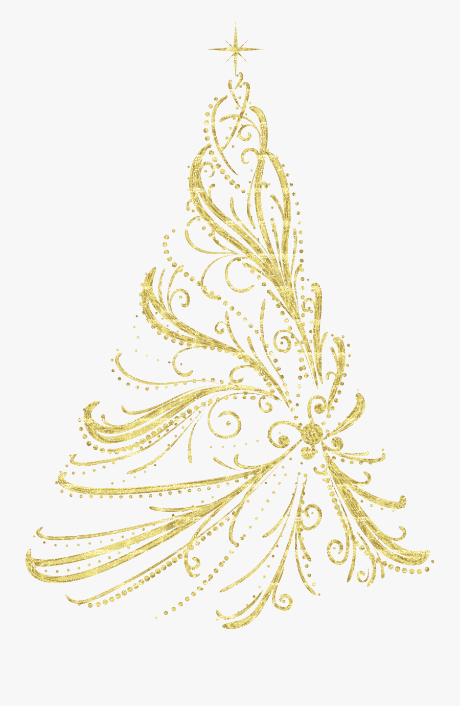 Christmas Tree Clip Art - Transparent Gold Christmas Tree, Transparent Clipart