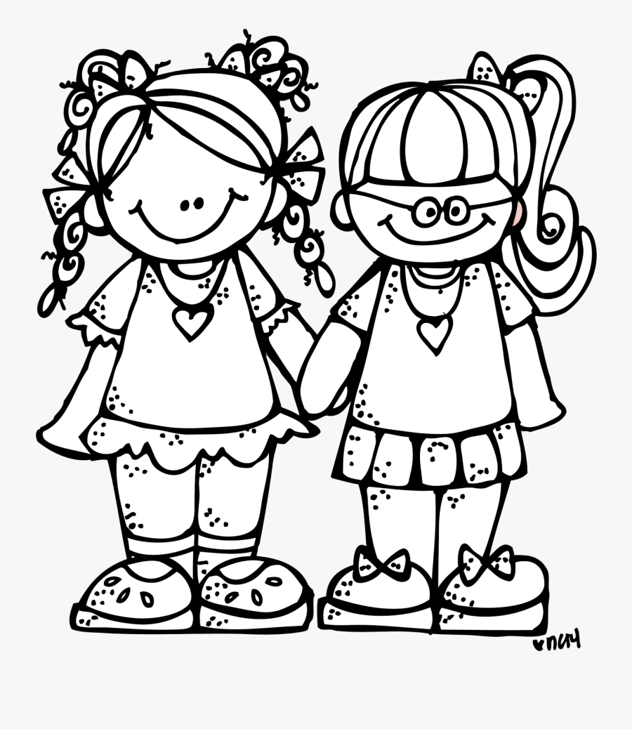 Black And White - Two Friends Clipart Black And White , Free ...