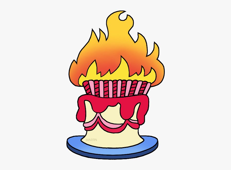 Birthday Cake In Flames, Transparent Clipart