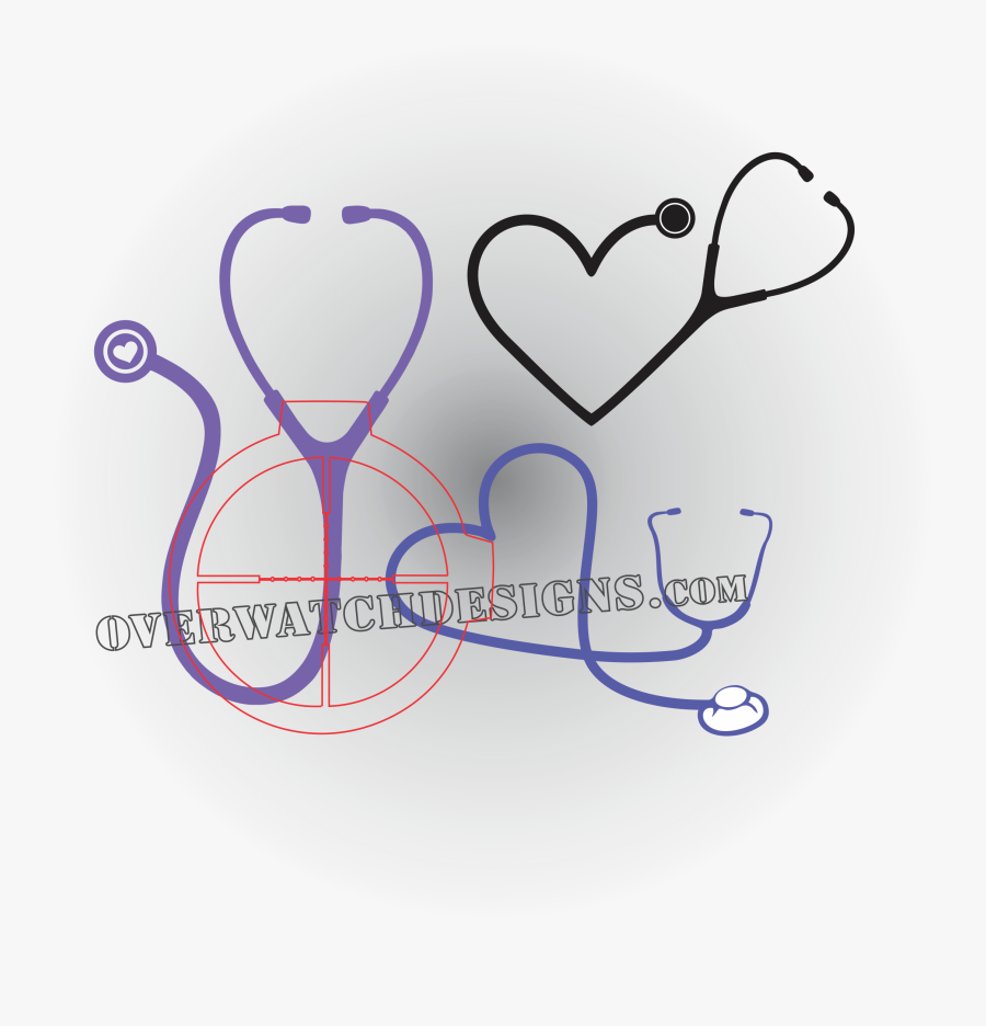 Heart Stethoscope Clipart Black And White - Sketch, Transparent Clipart