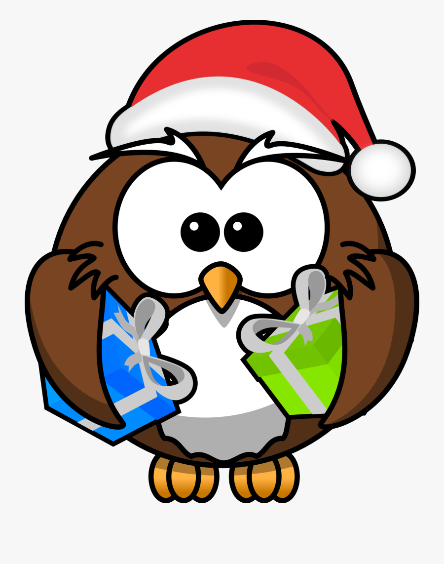 Santa Owl - Clip Art Christmas Owl, Transparent Clipart