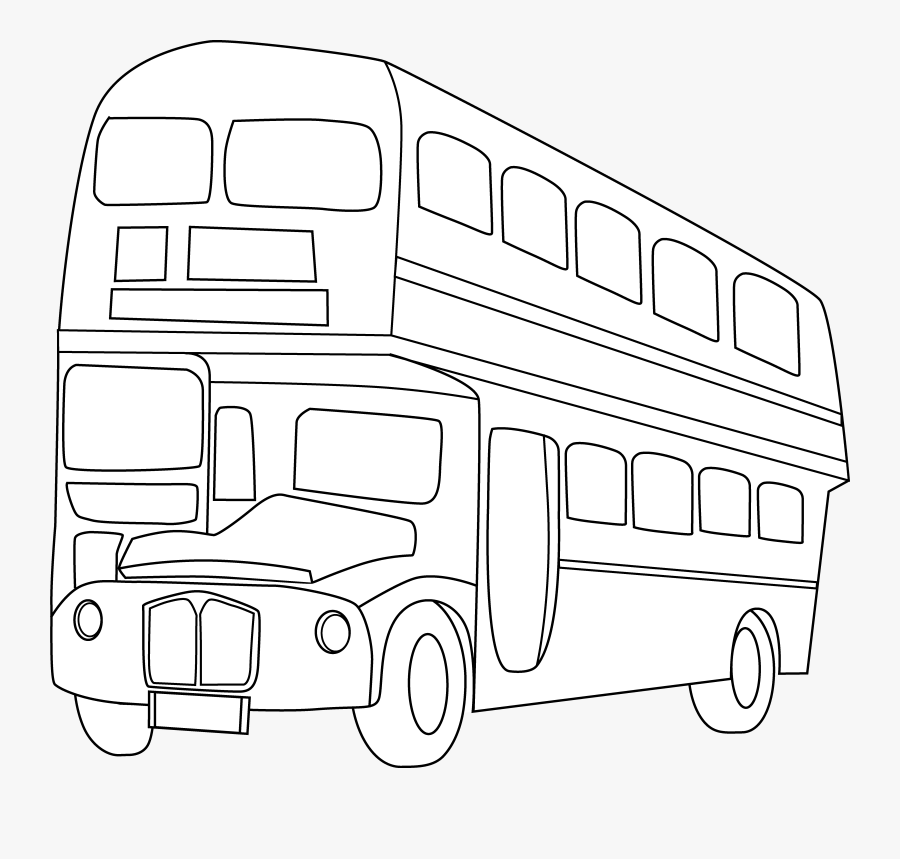 School Bus Black And White Double Decker Bus Clipart - Double Decker Bus Clipart Black And White, Transparent Clipart