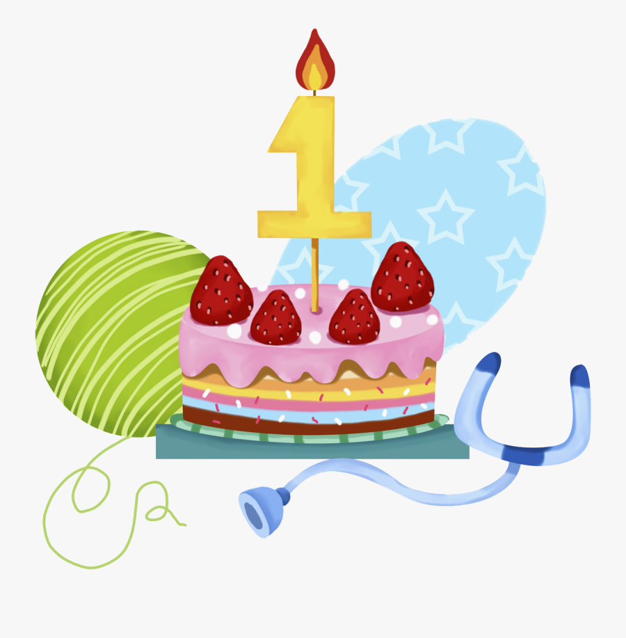 Birthday Cake Strawberry Cream Cake Clip Art - 1 Year Old Cake Png, Transparent Clipart