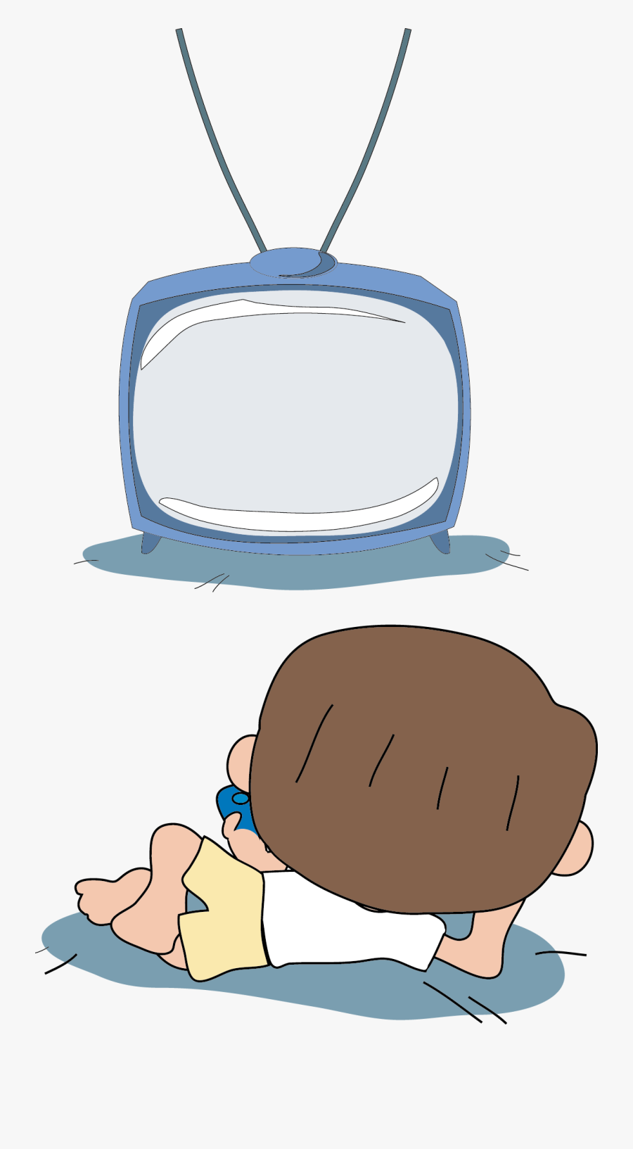 Lazy Clipart Couch Tv - Baby Watching Tv Cartoon, Transparent Clipart