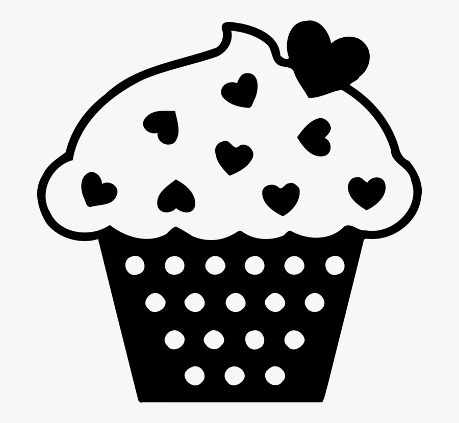 Transparent Birthday Cake Clip Art Png - Heart Cupcake Black And White Clipart, Transparent Clipart