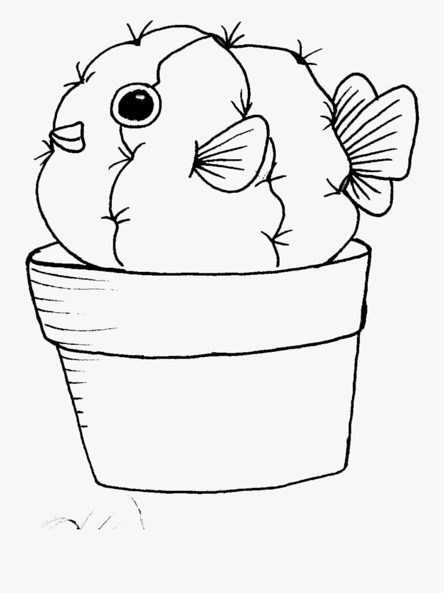 Cactus Cartoon Drawing At Getdrawings - Puffer Fish Drawing, Transparent Clipart