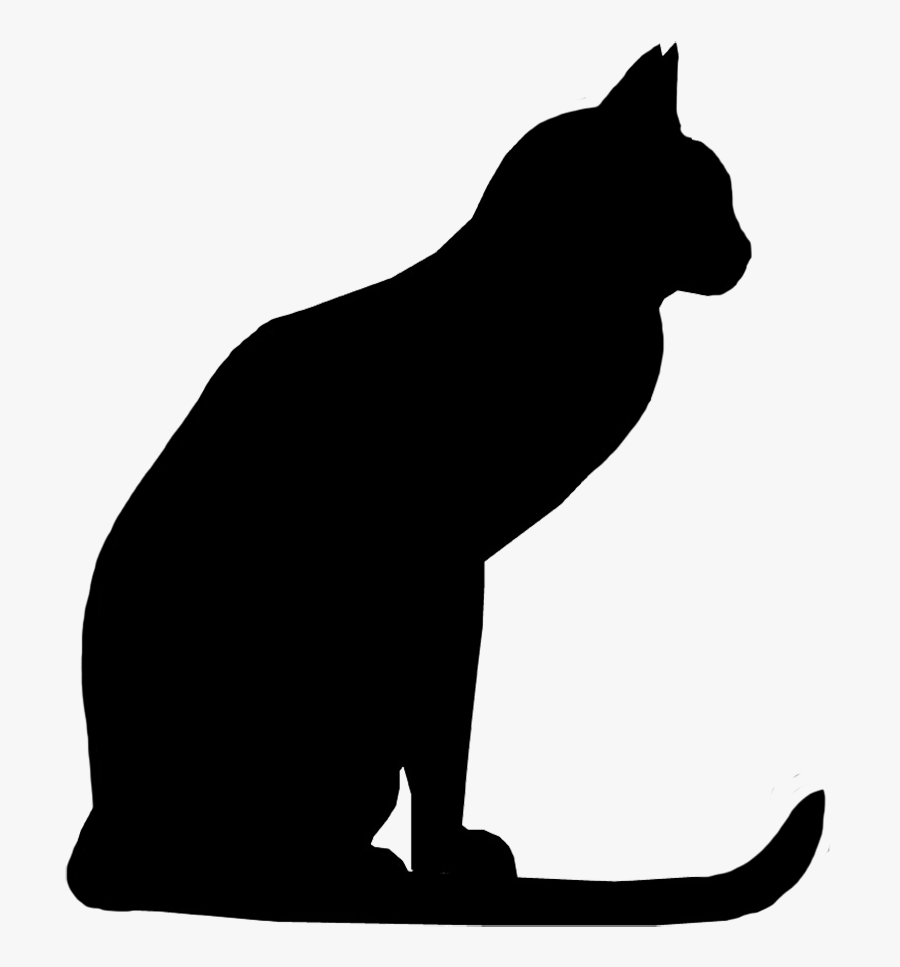 Cat With Long Tail Silhouette - Silhouette Cat Clipart Black And White, Transparent Clipart