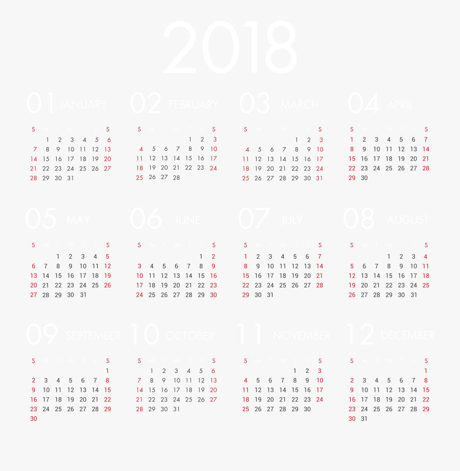 Vector Transparent 2018 Calendar Clipart , Png Download, Transparent Clipart