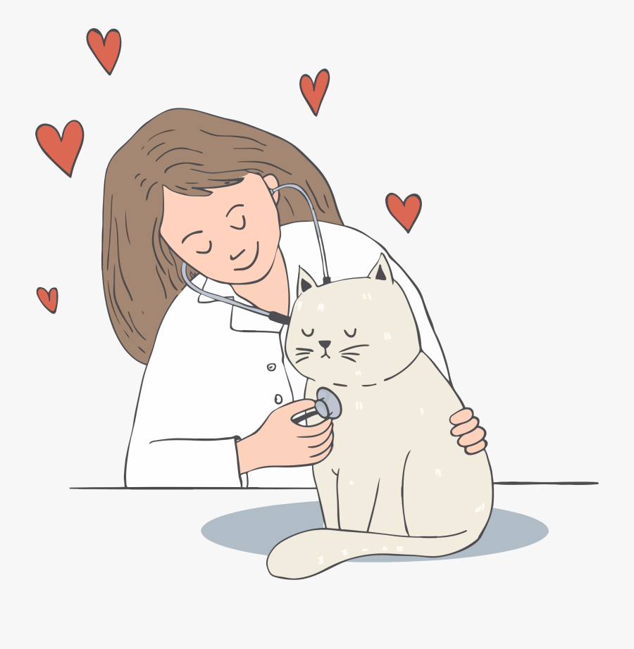 Transparent Caring Hearts Clipart - Vet And Cat Clipart, Transparent Clipart