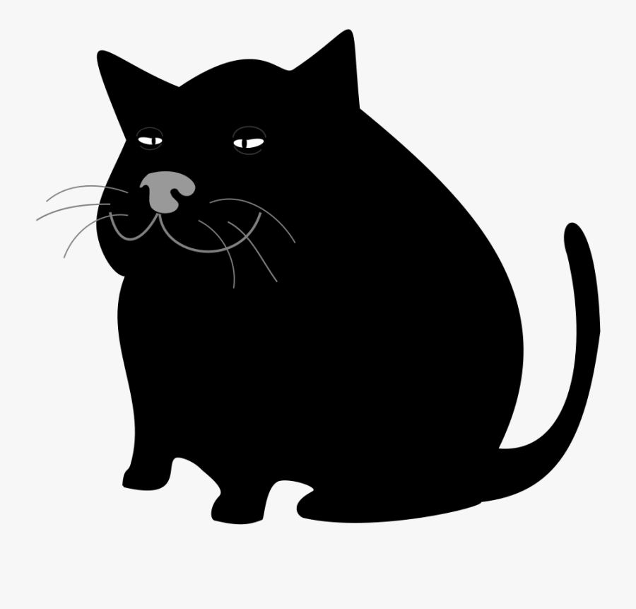 Clip Art Black Cat Co - Fat Black Cat Cartoon, Transparent Clipart