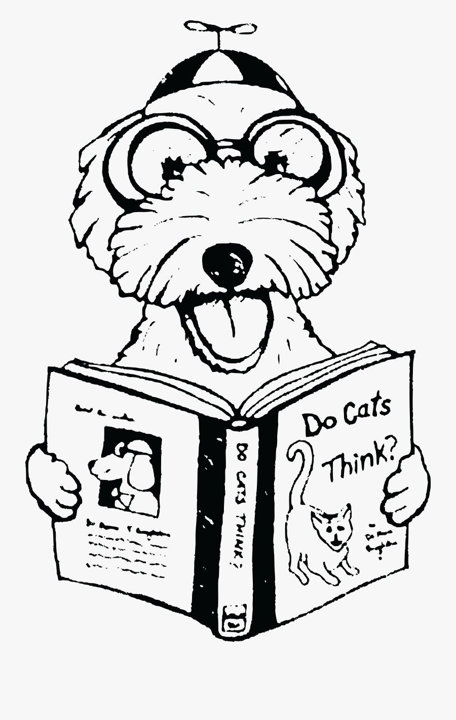 Free Clipart Of A Dog Reading A Book About Cats - Dog And Book Free Clip Art, Transparent Clipart