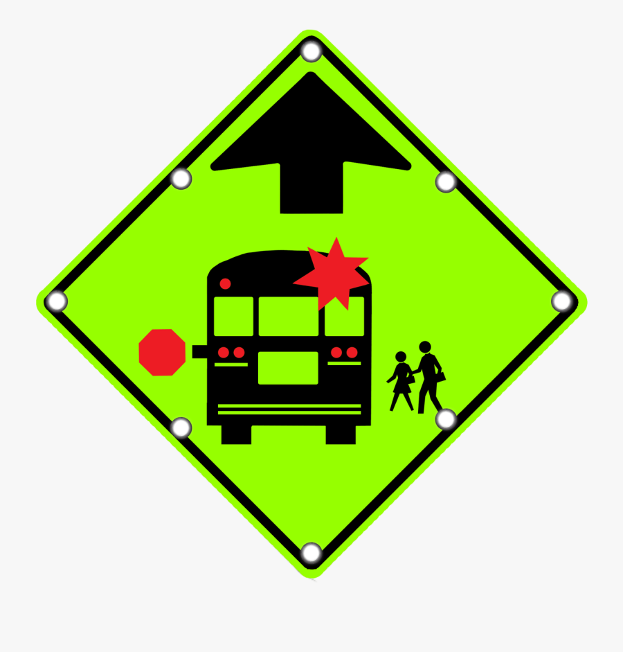 Led School Bus Stop Sign Dornbos & Safety - School Bus Road Sign, Transparent Clipart