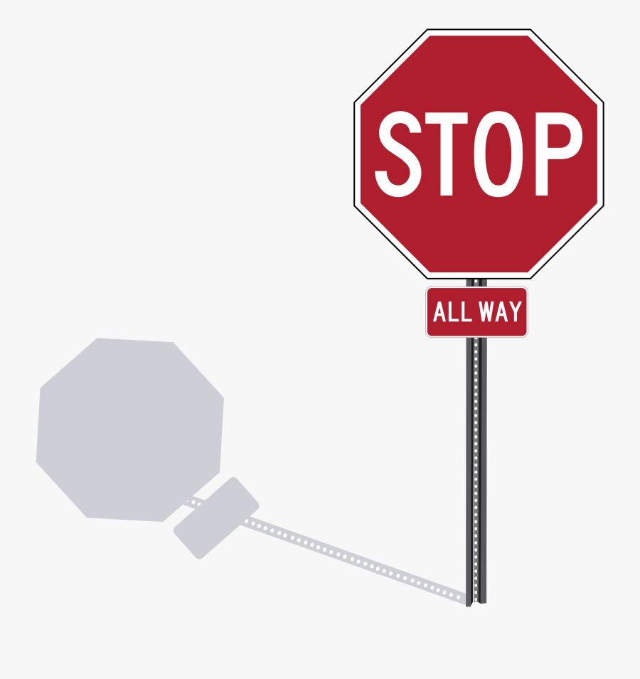 Stop Sign On Post - Drawing Of A Stop Sign, Transparent Clipart