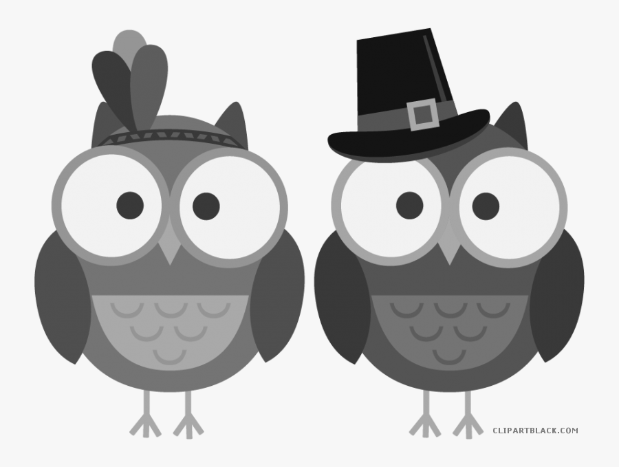 Transparent Owl Clip Art Black And White - Happy Thanksgiving Day Clip Art, Transparent Clipart