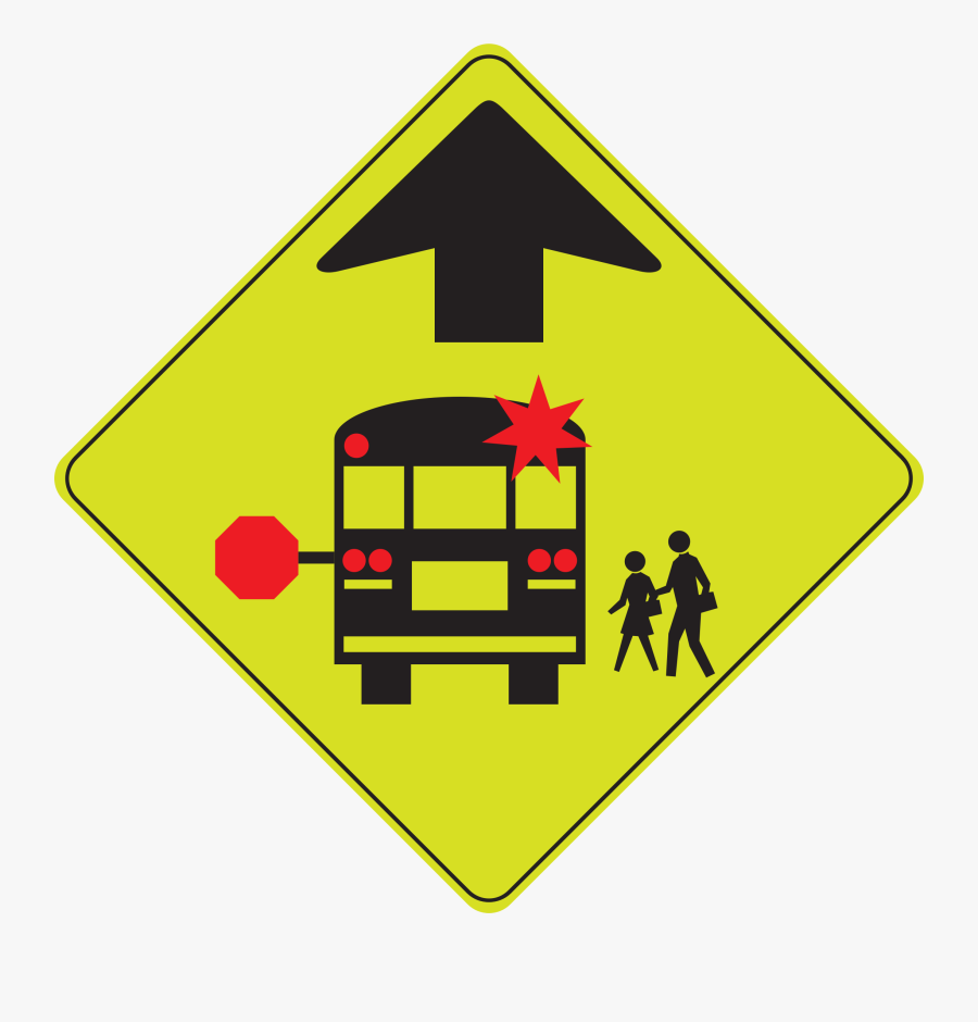 School Bus Stop Sign Clipart - School Bus Warning Sign, Transparent Clipart