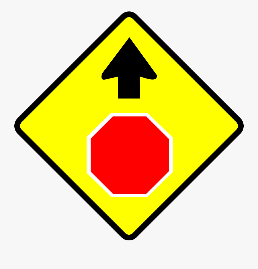 Free Vector Leomarc Caution Stop Sign Clip Art - Stop Ahead Road Sign, Transparent Clipart