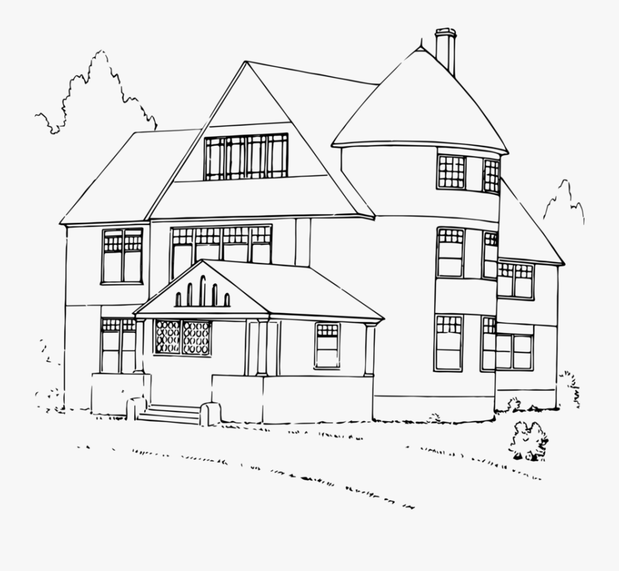 Clip Art Drawing Free Commercial Clipart - Black And White Mansion Clipart, Transparent Clipart