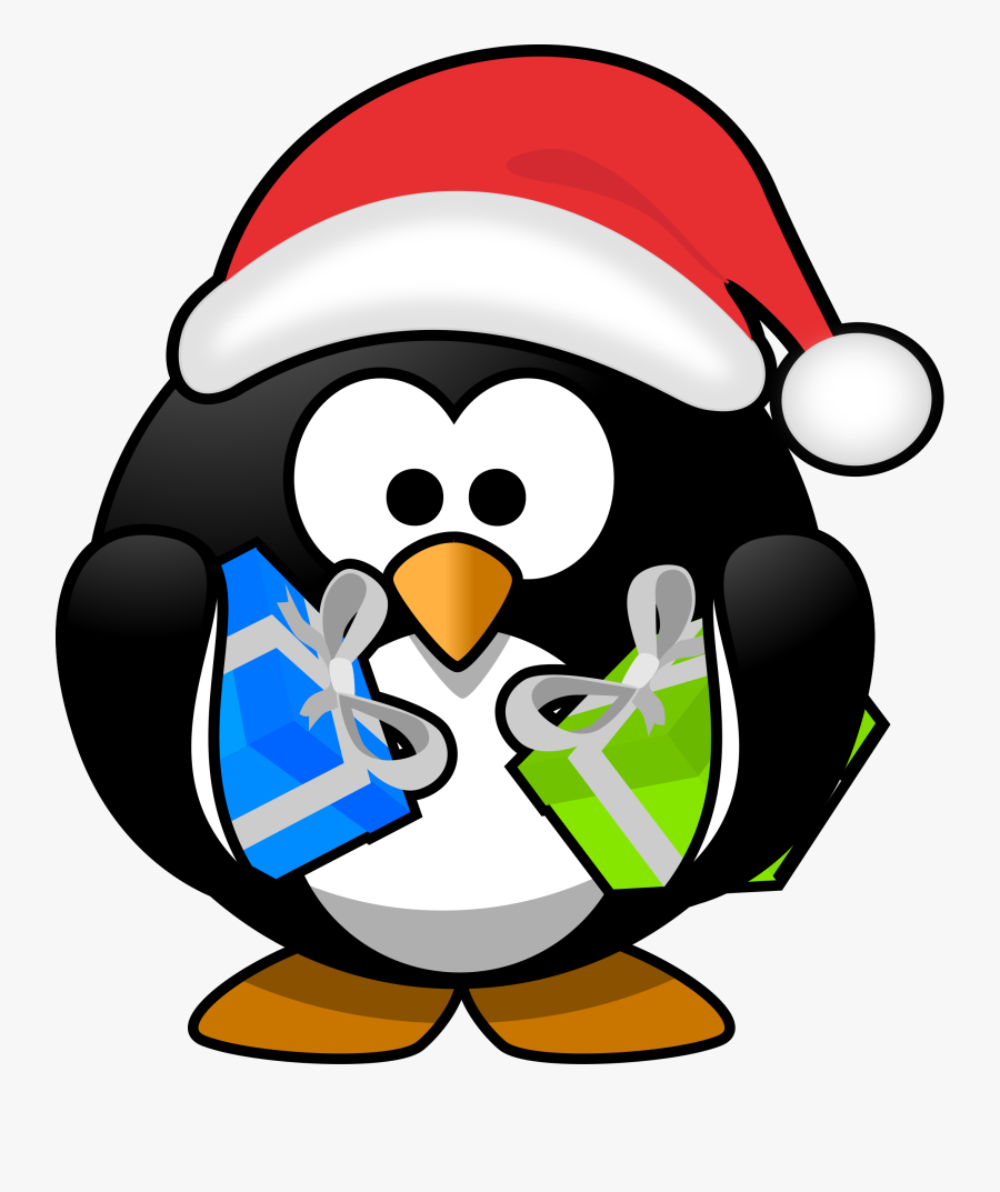 Santa Penguin Png Black And White Stock - Santa Penguin, Transparent Clipart