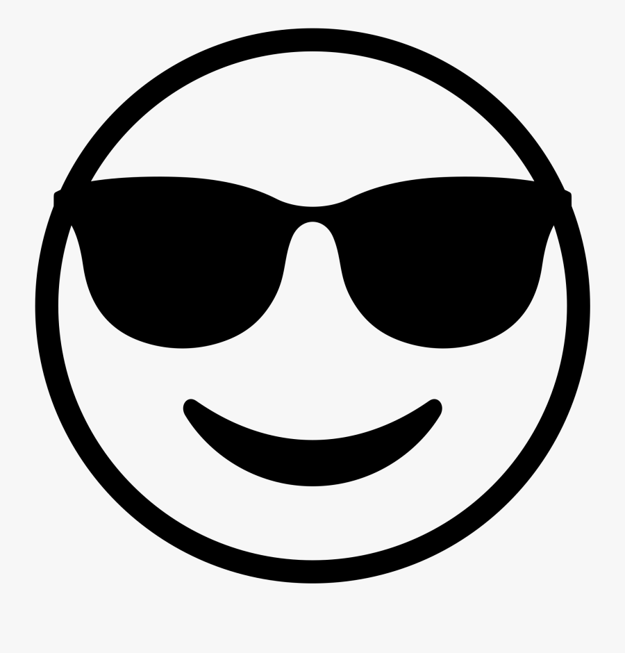Smiley Face Black And White 24, Buy Clip Art - Sunglasses Emoji Clipart Black And White, Transparent Clipart