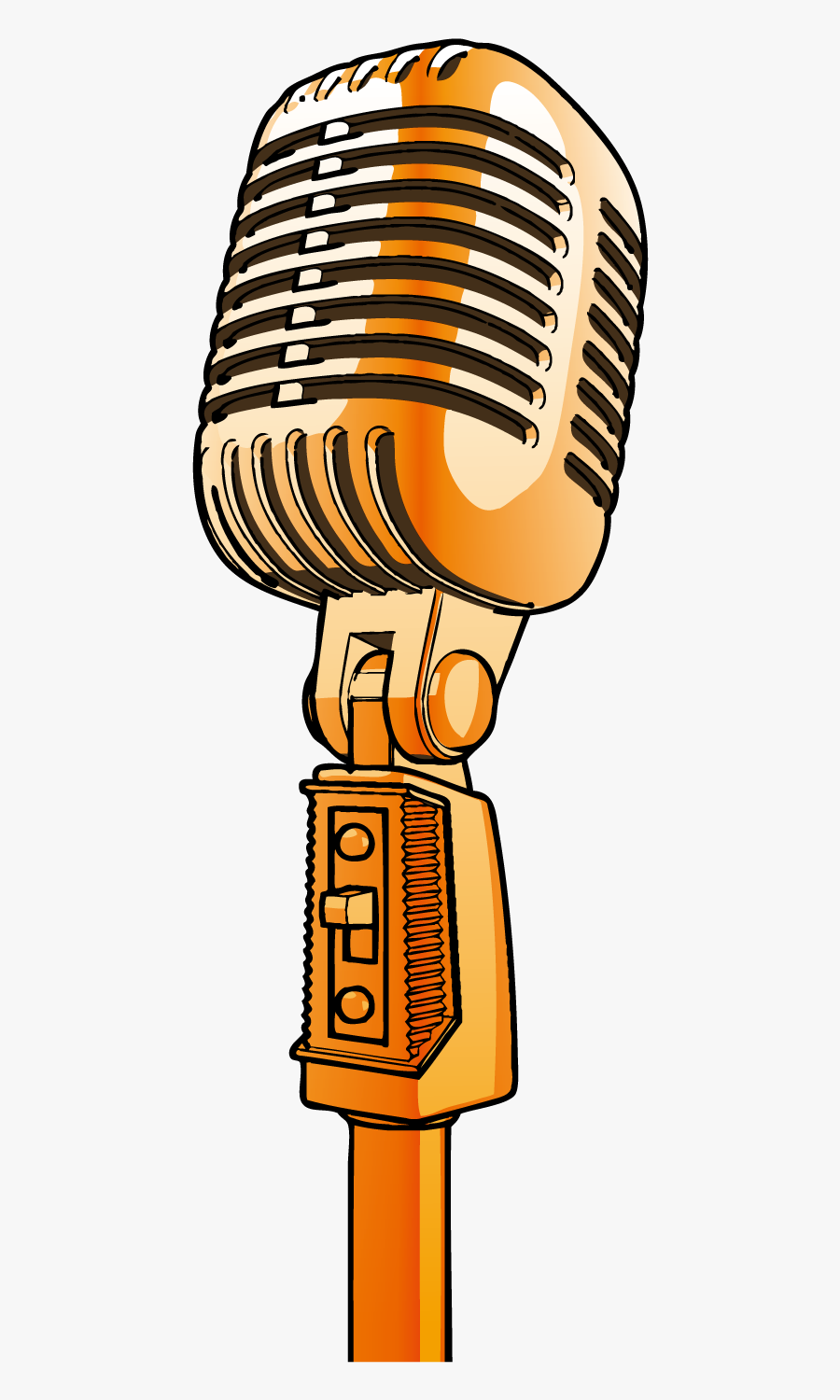 Gold Drawing Microphone Cartoon Transparent Background Microphone