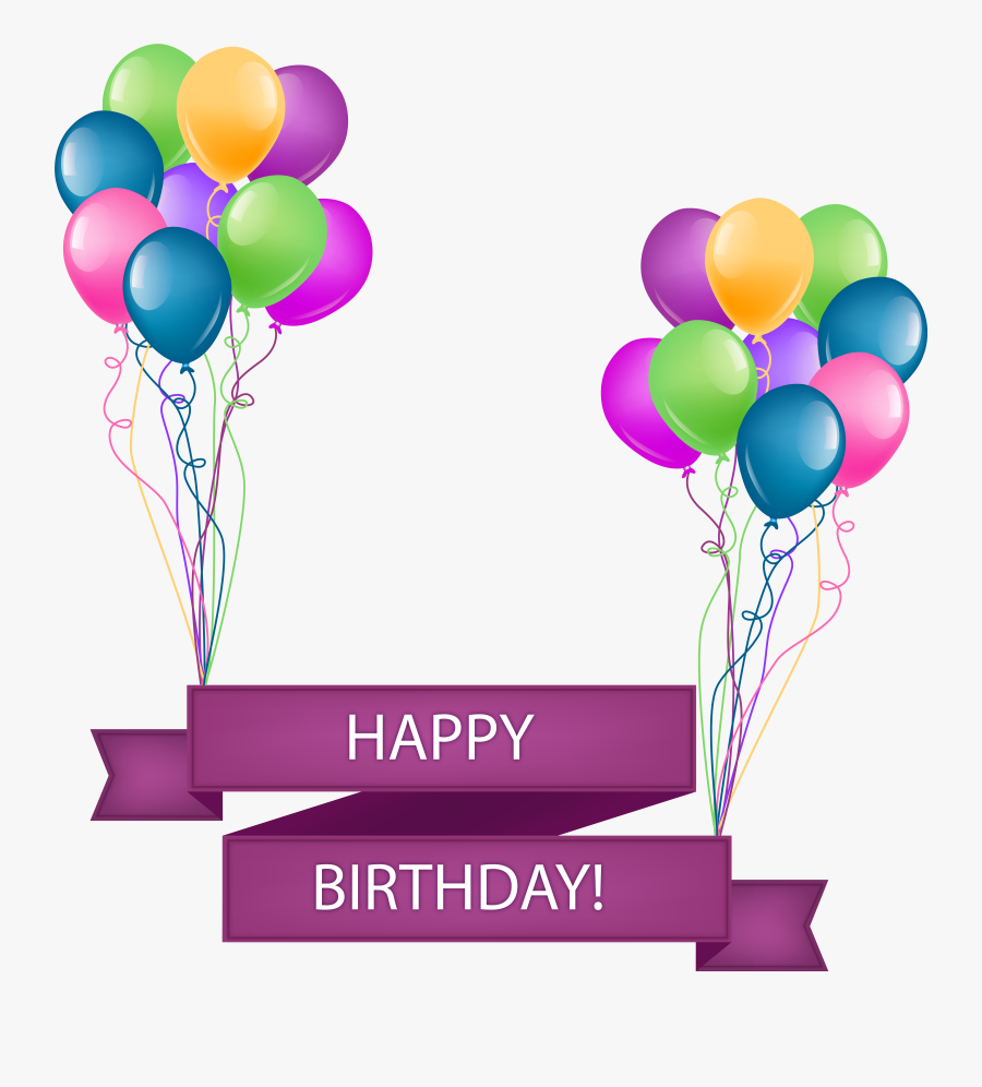 Happy Birthday Banner With Balloons Transparent Png, Transparent Clipart
