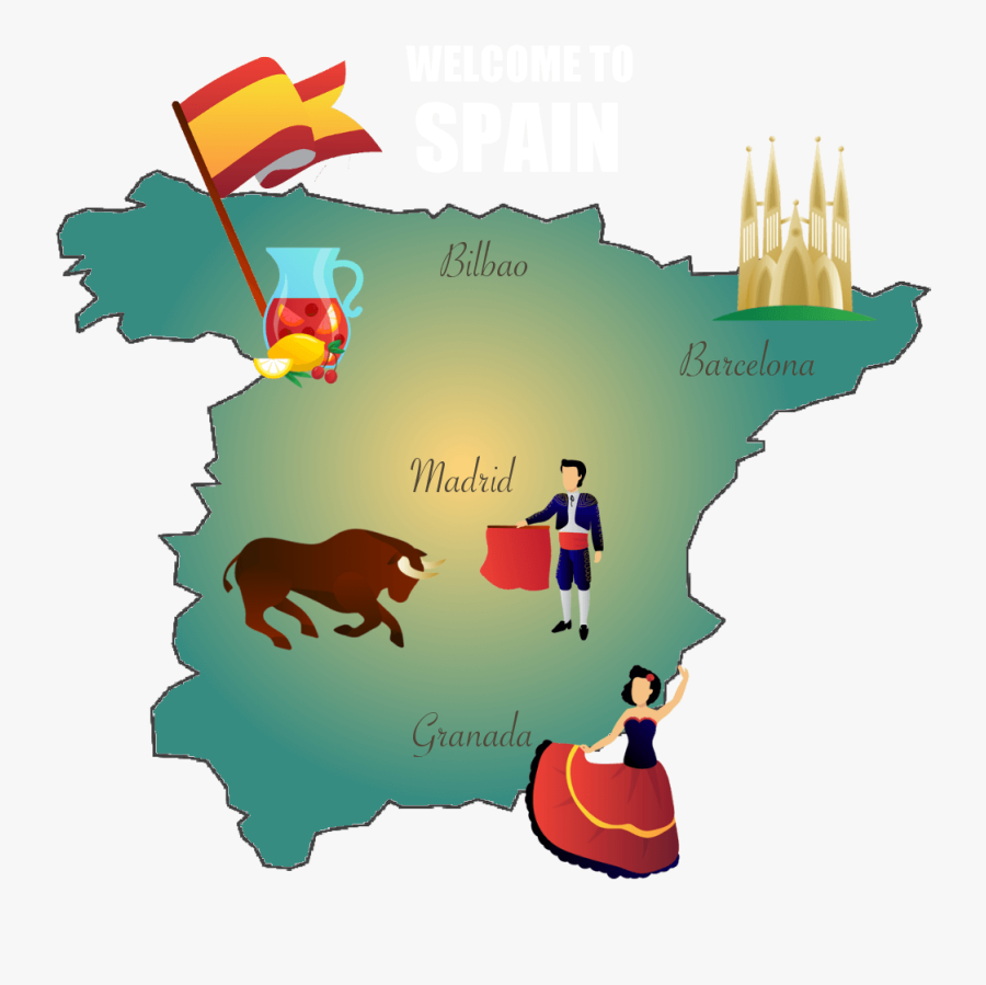 Learn Spanish Online With Happy Hour Spanish - Spain Map Png, Transparent Clipart