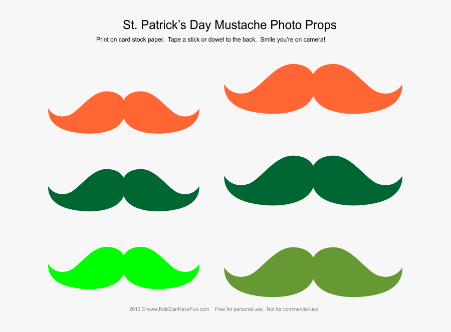 Patricks Day Mustache Photo Booth Props - Plot, Transparent Clipart