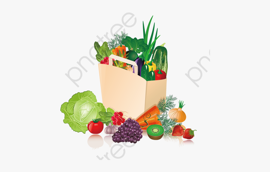 Fruit And Vegetable Basket - Design, Transparent Clipart