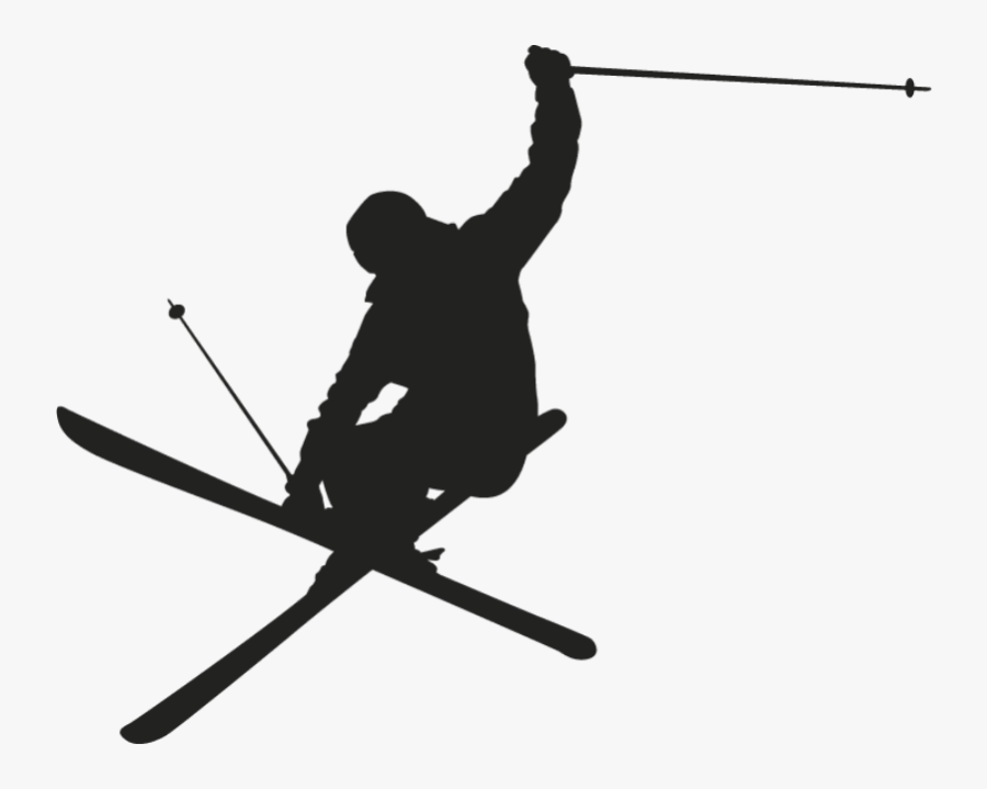 Skiing Clip Art Silhouette Wall Decal - Skier Silhouette Clip Art, Transparent Clipart