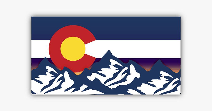 Colorado Flag With Mountains Black And White, Transparent Clipart