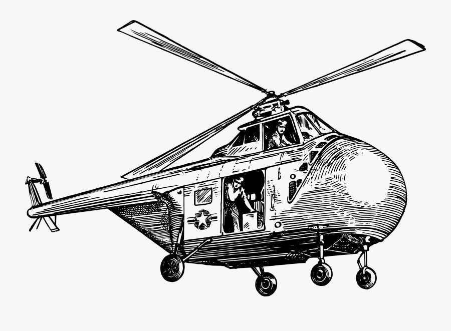 Helicopter - Rescue Helicopter Black And White, Transparent Clipart
