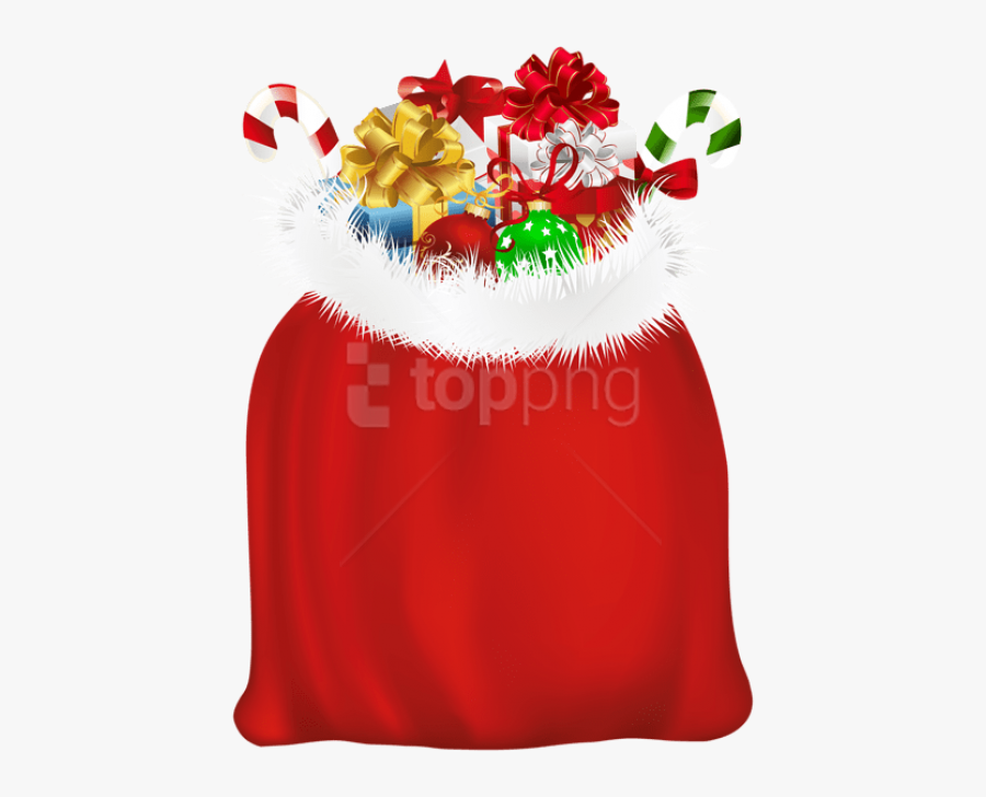 Santa Claus Gift Bag, Transparent Clipart