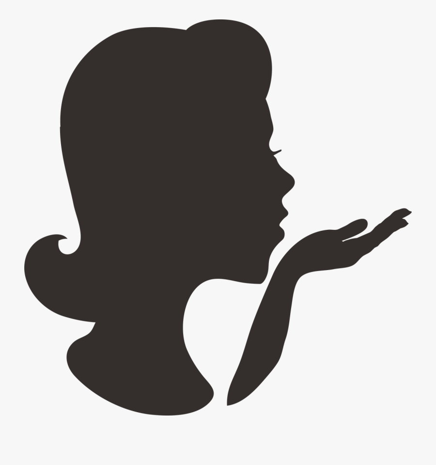 Woman Blowing Kiss Silhouette Svg Cut File, Transparent Clipart