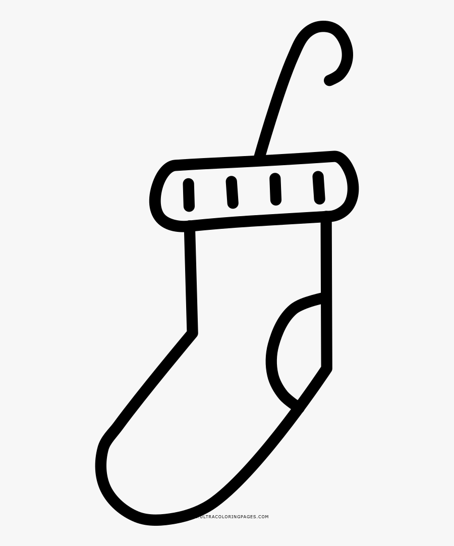 Christmas Stocking Coloring Page, Transparent Clipart