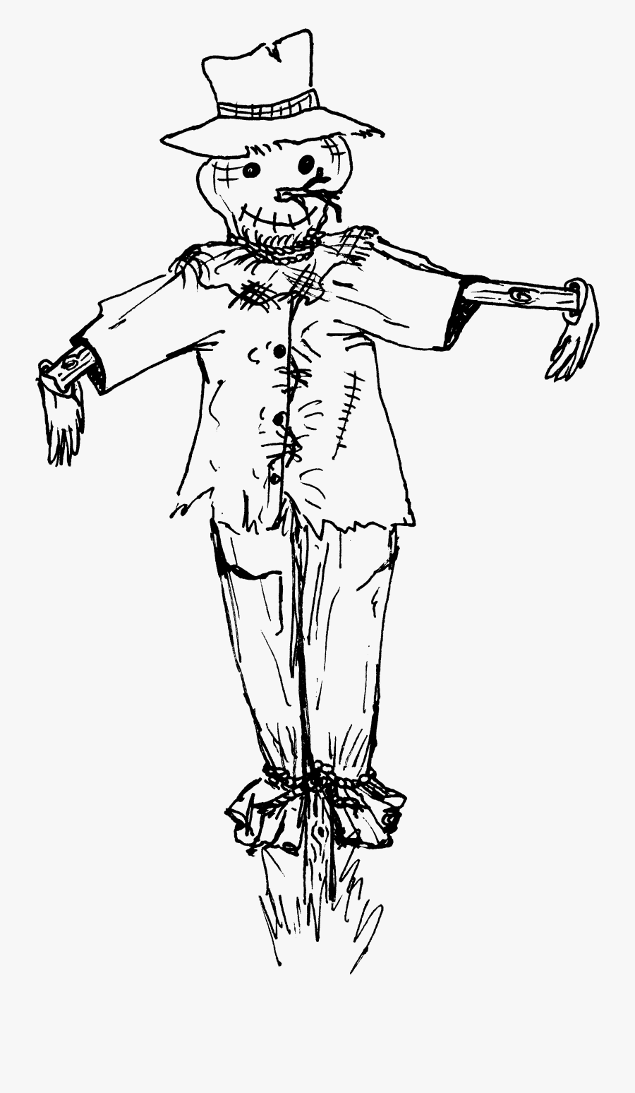 Black And White Scarecrow Clipart - Coloring Book, Transparent Clipart