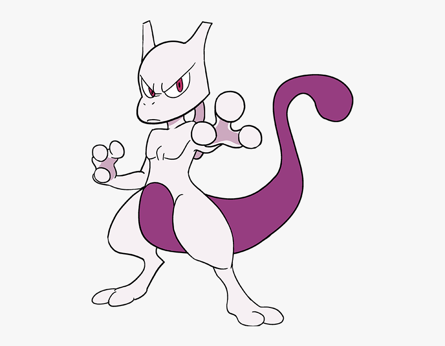 How To Draw Mewtwo From Really Easy Drawing Tutorial - Pokemon Drawings, Transparent Clipart